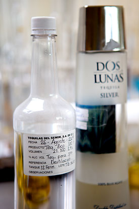 All tequilas produced here are run through the lab at Tequilas del Señor, including this bottle of Dos Lunas Silver.